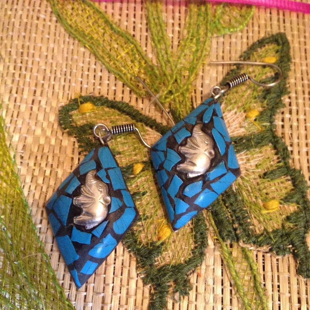 Vintage Elephant Exotic .925 Silver Earrings
